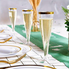 20pcs Disposable Champagne Glasses 4.5oz Golden Edge Wedding Party Plastic Cups