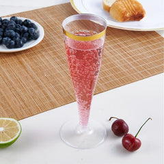 20pcs Disposable Champagne Glasses 4.5oz Golden Edge Wedding Party Plastic Cups