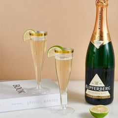20pcs Disposable Champagne Glasses 4.5oz Golden Edge Wedding Party Plastic Cups