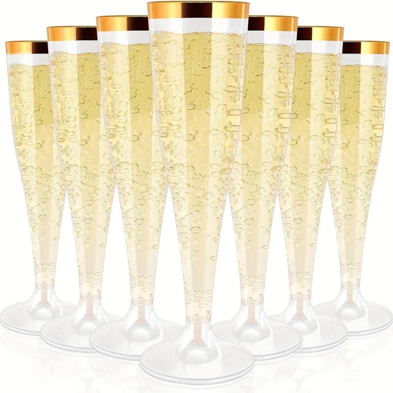 20pcs Disposable Champagne Glasses 4.5oz Golden Edge Wedding Party Plastic Cups