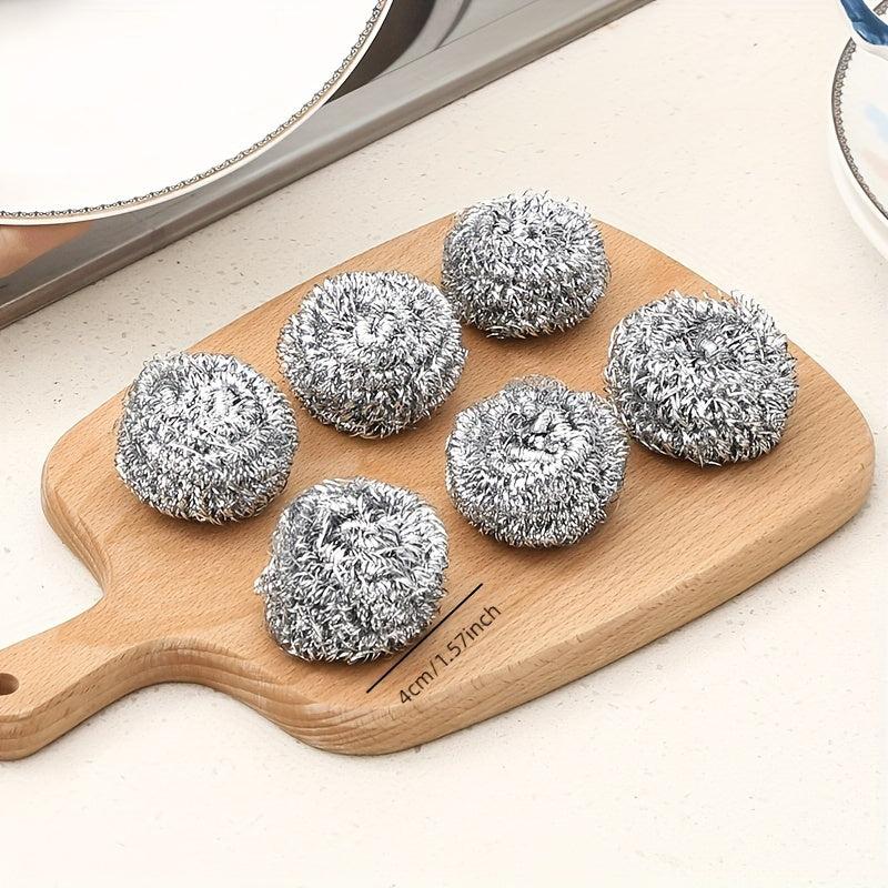 6pcs Stainless Steel Wire Ball Scrubber for Kitchen Cleaning