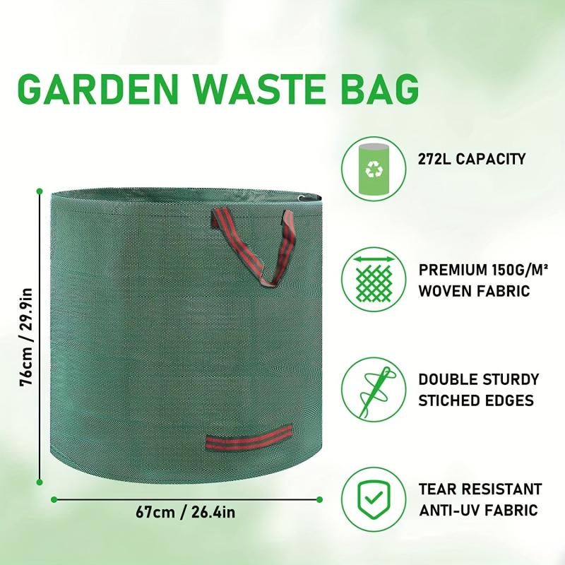 72 Gallon Reusable Garden Garbage Bag with 4 Handles