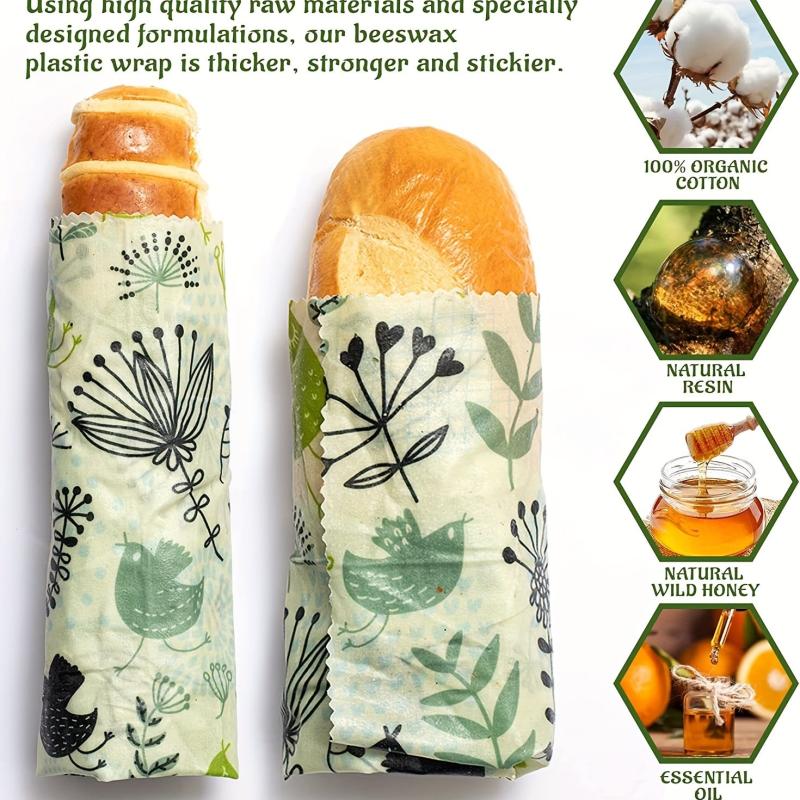 3pcs Zero Waste Beeswax Wraps Set Reusable & Plastic Free