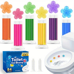 6pcs Toilet Cleaning Gel Flower Stamp Toilet Gel Flower Scented