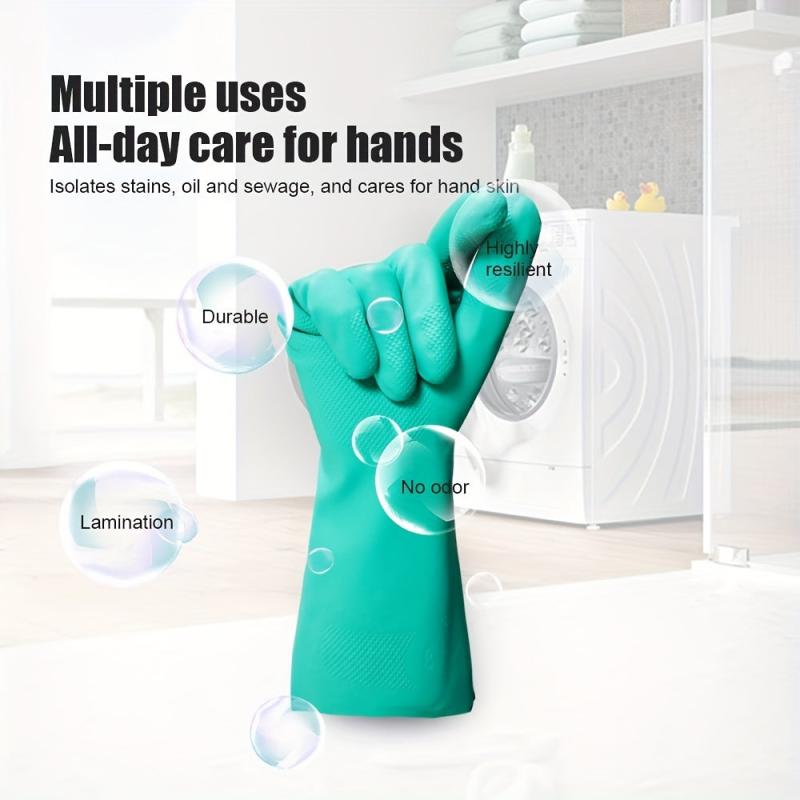 Reusable Household Gloves Rubber Dishwashing Long Sleeves Kitchen Cleaning