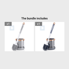 Silicone Toilet Brush Set with Tweezers Long Handle Cleaner Brush for Bathroom