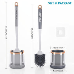 Silicone Toilet Brush Set with Tweezers Long Handle Cleaner Brush for Bathroom