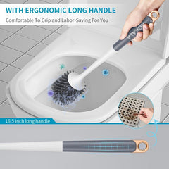 Silicone Toilet Brush Set with Tweezers Long Handle Cleaner Brush for Bathroom