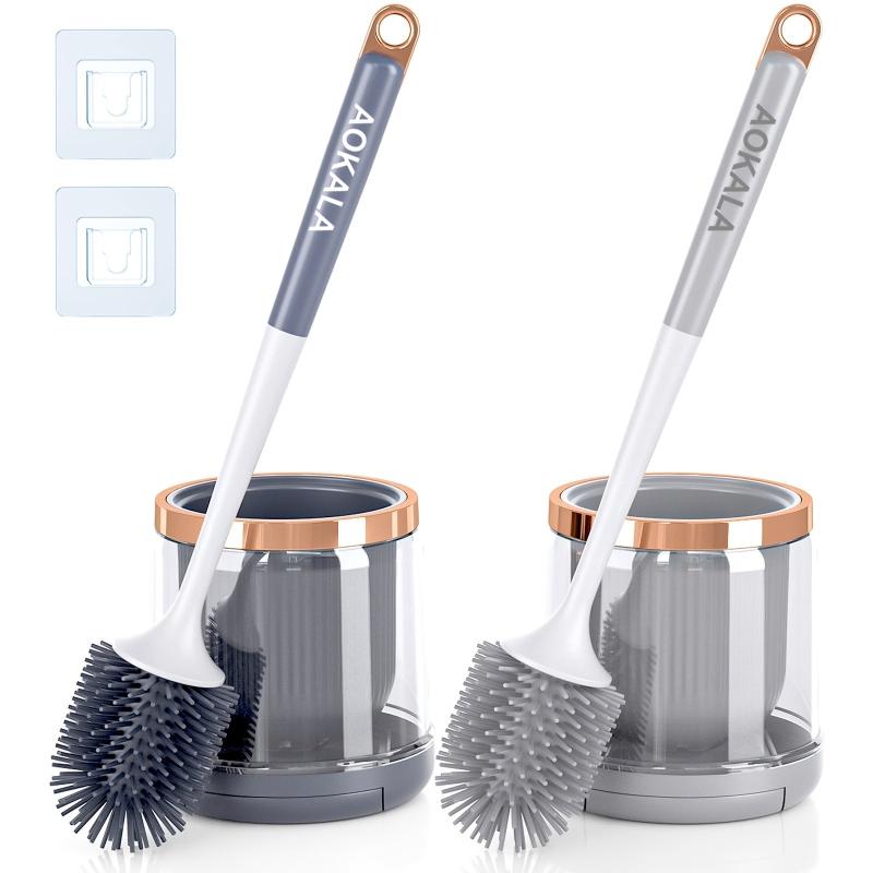Silicone Toilet Brush Set with Tweezers Long Handle Cleaner Brush for Bathroom