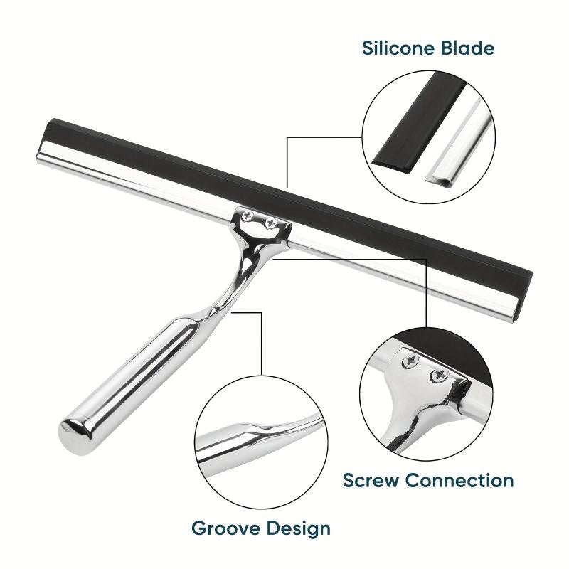 Stainless Steel Shower Scraper with Adhesive Hook