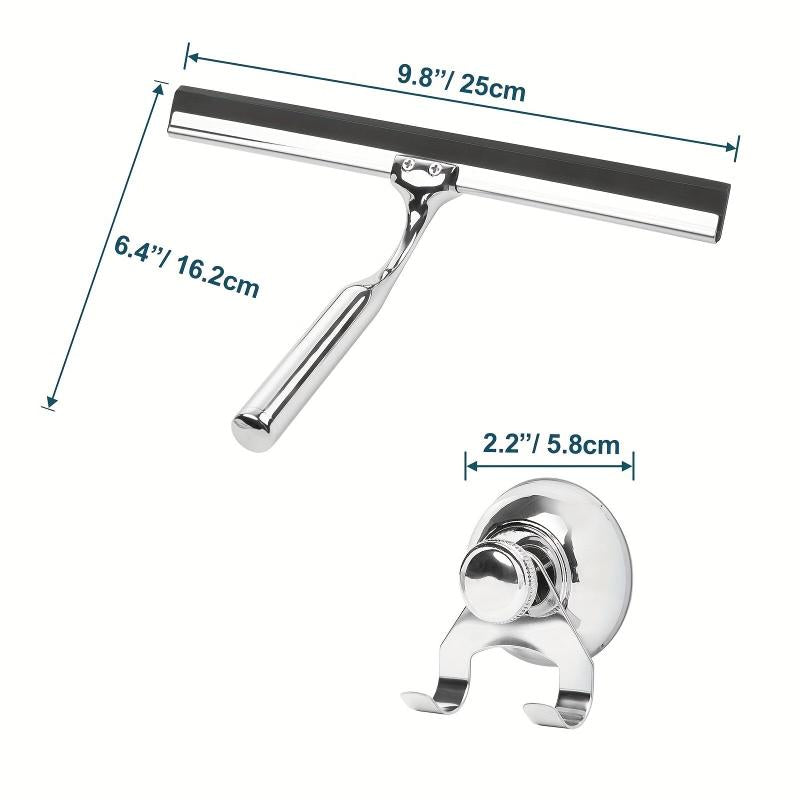 Stainless Steel Shower Scraper with Adhesive Hook