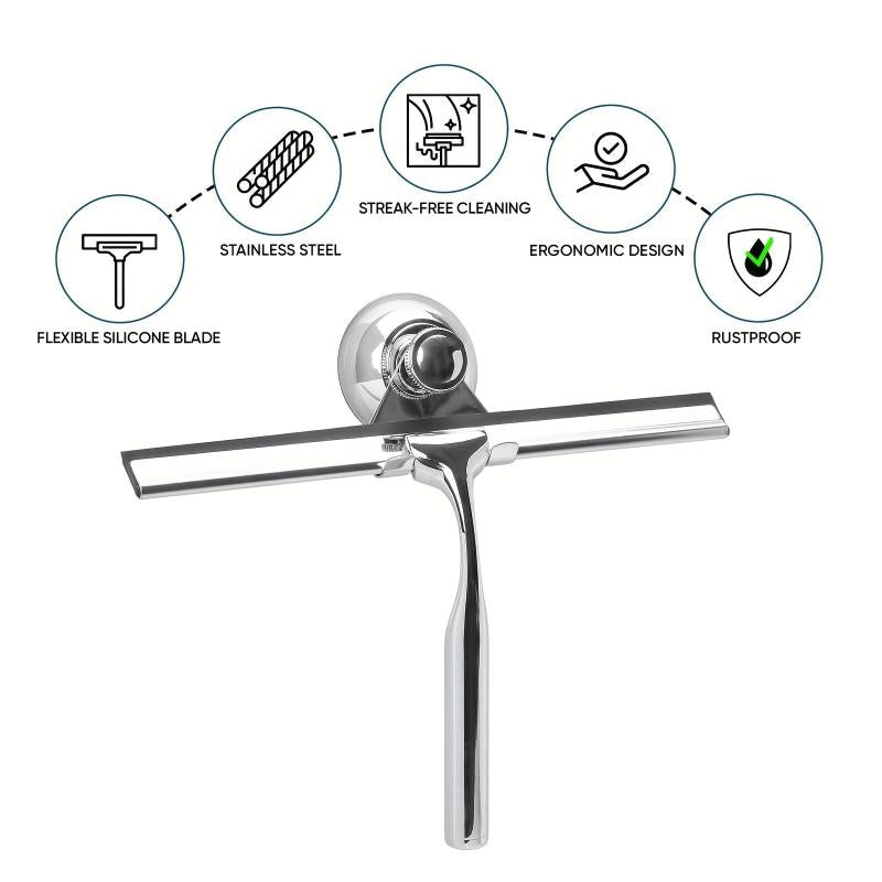 Stainless Steel Shower Scraper with Adhesive Hook