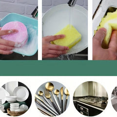 4pcs Thickened Wave Sponge Dishwashing Scouring Pad Kitchen Cleaning Cloth
