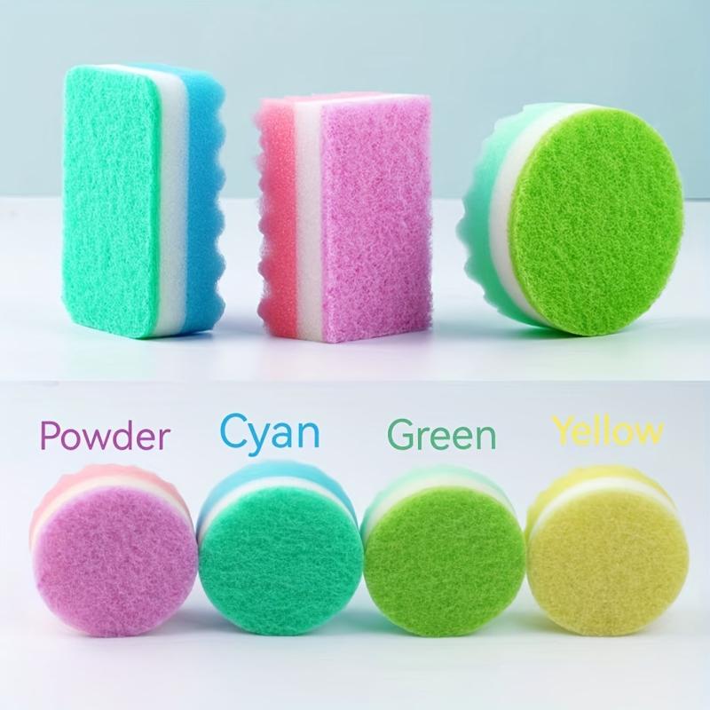 4pcs Thickened Wave Sponge Dishwashing Scouring Pad Kitchen Cleaning Cloth