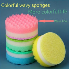 4pcs Thickened Wave Sponge Dishwashing Scouring Pad Kitchen Cleaning Cloth
