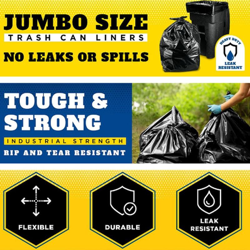 50pcs Heavy Duty Garbage Bags Thick Plastic Trash Bags