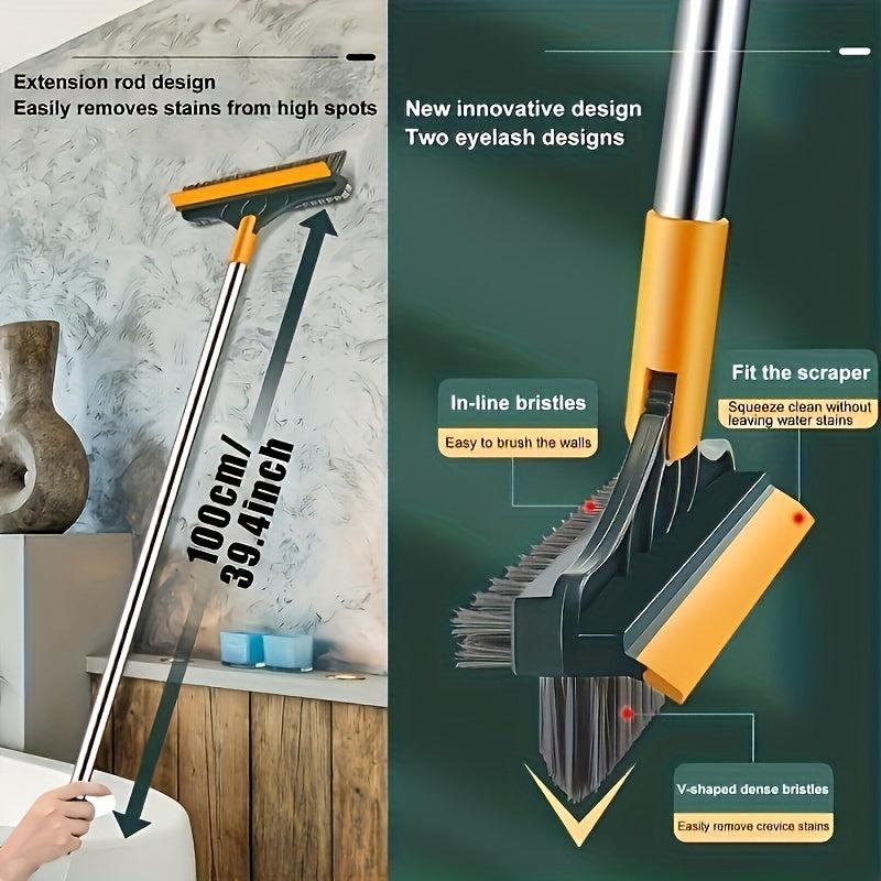 3 in 1 Bathroom Floor and Wall Cleaning Brush with Scraper