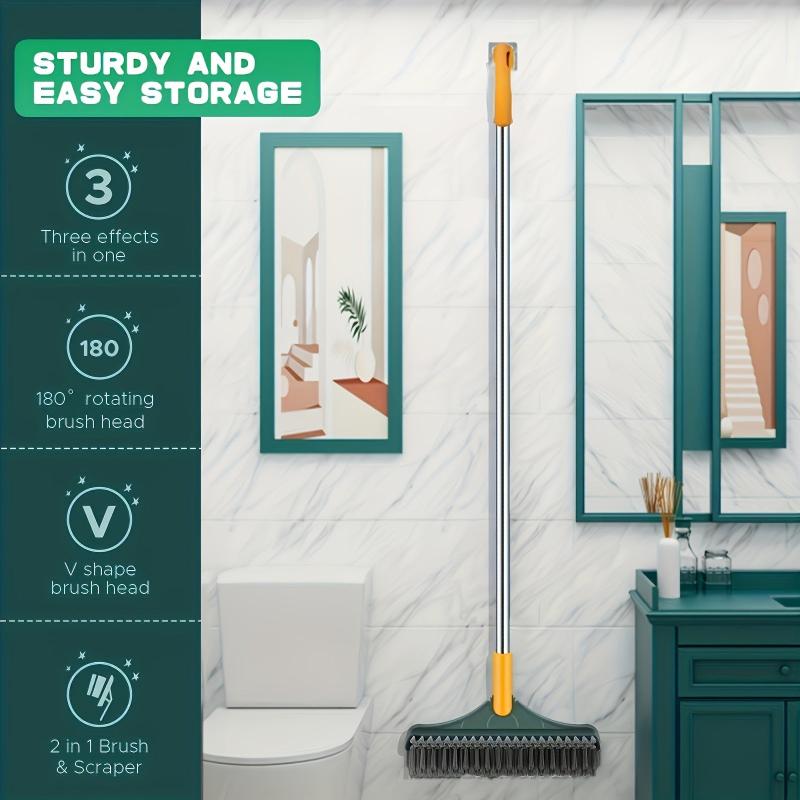 3 in 1 Bathroom Floor and Wall Cleaning Brush with Scraper