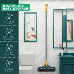 3 in 1 Bathroom Floor and Wall Cleaning Brush with Scraper