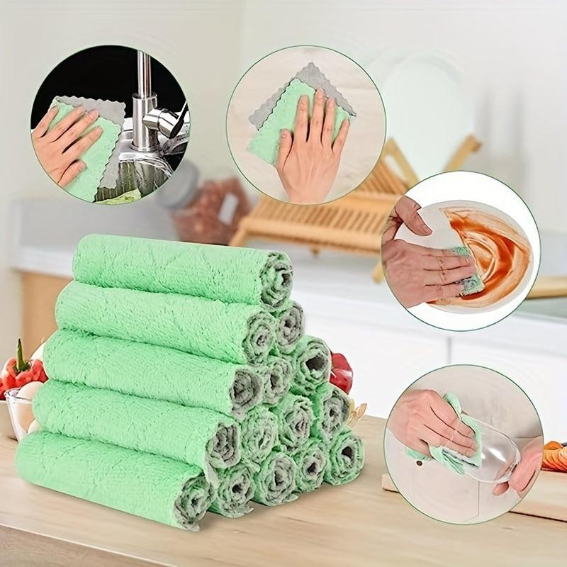 20pcs Absorbent Microfiber Cleaning Cloth Grey & Green