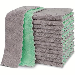20pcs Absorbent Microfiber Cleaning Cloth Grey & Green