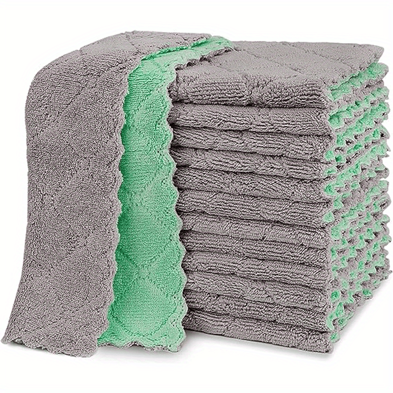 20pcs Absorbent Microfiber Cleaning Cloth Grey & Green