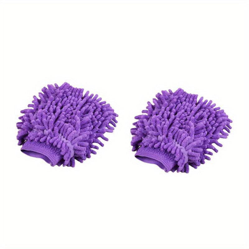 2pcs Velvet Chenille Car Wash Gloves - Dust Removal & Housework