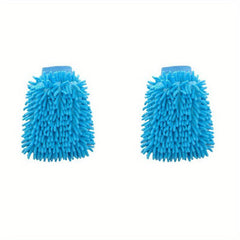 2pcs Velvet Chenille Car Wash Gloves - Dust Removal & Housework