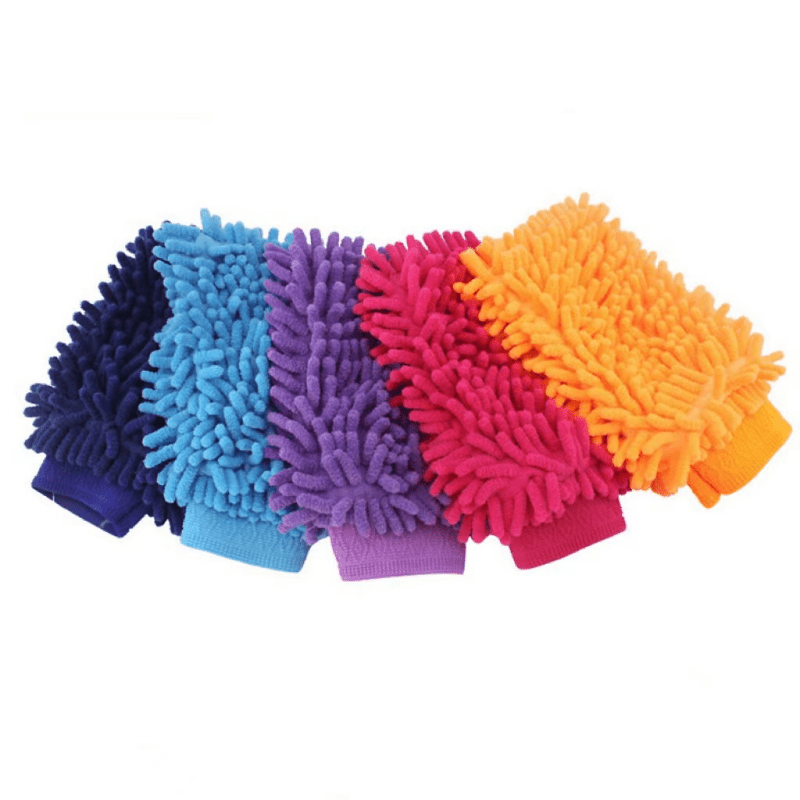 2pcs Velvet Chenille Car Wash Gloves - Dust Removal & Housework