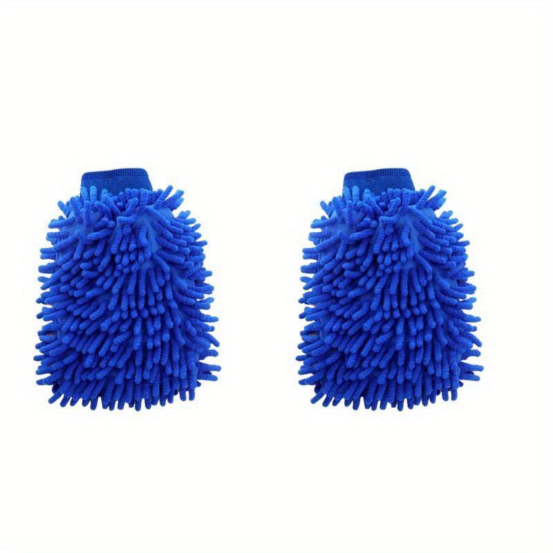 2pcs Velvet Chenille Car Wash Gloves - Dust Removal & Housework