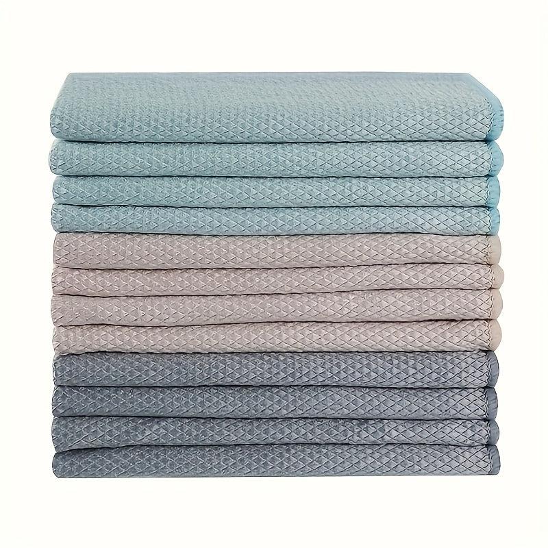 10pcs Fish Scale Glass Wiping Cloth Microfiber Cleaning Cloth