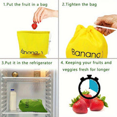 2pcs Prevent Fruit Vegetable Ripening Storage Bag Drawstring Food Storage