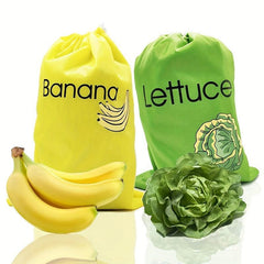 2pcs Prevent Fruit Vegetable Ripening Storage Bag Drawstring Food Storage