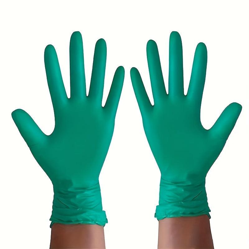 99pcs Green Disposable Nitrile Gloves for Household Cleaning & Hair Dyeing