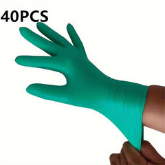 99pcs Green Disposable Nitrile Gloves for Household Cleaning & Hair Dyeing