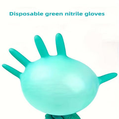 99pcs Green Disposable Nitrile Gloves for Household Cleaning & Hair Dyeing