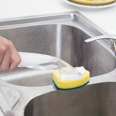Soap Dispensing Dish Cleaning Brush Set with 9 Sponge Replacement Heads
