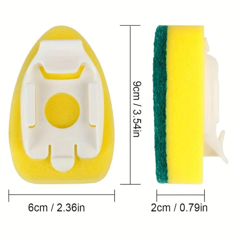 Soap Dispensing Dish Cleaning Brush Set with 9 Sponge Replacement Heads