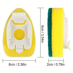Soap Dispensing Dish Cleaning Brush Set with 9 Sponge Replacement Heads