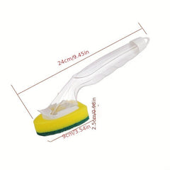 Soap Dispensing Dish Cleaning Brush Set with 9 Sponge Replacement Heads