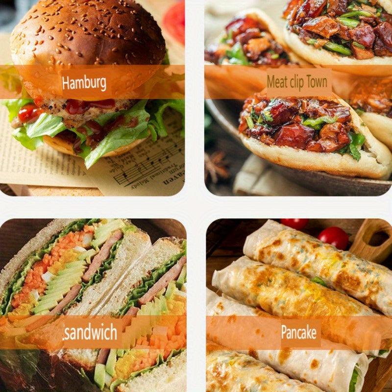 100 PCS Disposable Coated Papers Packaging Bag For Hamburgers