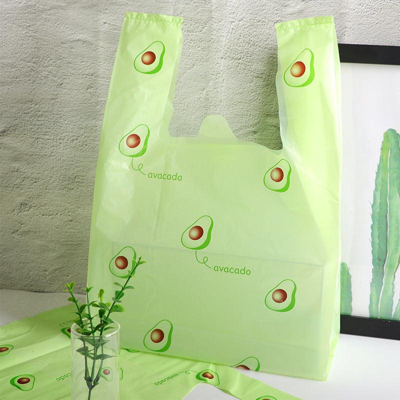 50pcs Green Avocado Plastic Packing Bag Clothing Handheld Bag