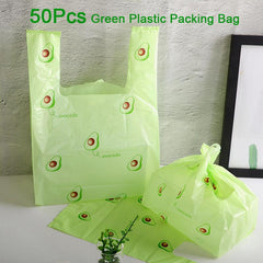 50pcs Green Avocado Plastic Packing Bag Clothing Handheld Bag