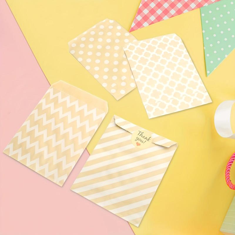 100 Pcs Candy Paper Bags Party Bag Set With Stickers