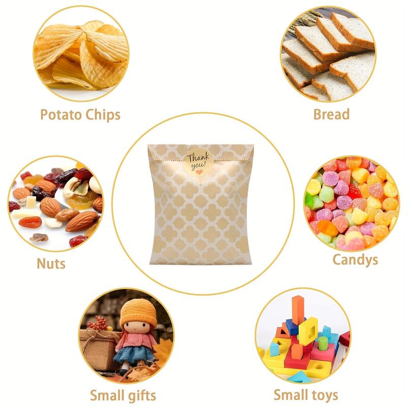 100 Pcs Candy Paper Bags Party Bag Set With Stickers