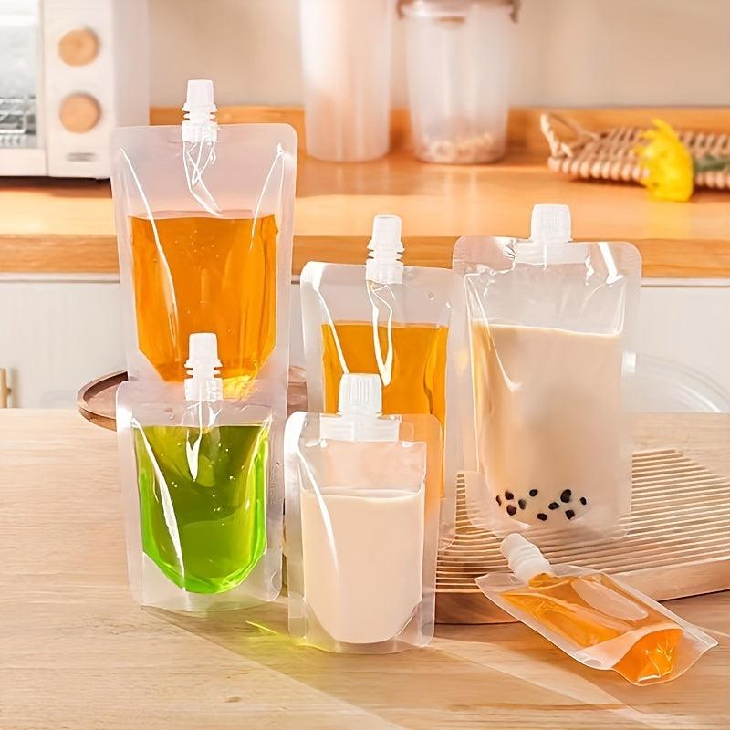 10pcs 500ML Disposable Drink Pouches Clear Juice Liquor Bag for Travel