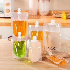 10pcs 500ML Disposable Drink Pouches Clear Juice Liquor Bag for Travel