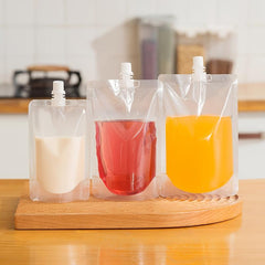 10pcs 500ML Disposable Drink Pouches Clear Juice Liquor Bag for Travel