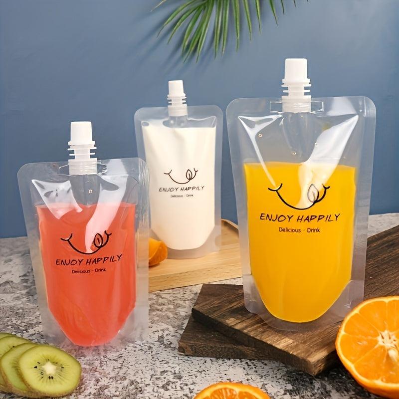 10pcs 500ML Disposable Drink Pouches Clear Juice Liquor Bag for Travel