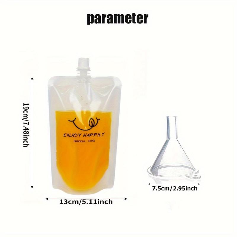 10pcs 500ML Disposable Drink Pouches Clear Juice Liquor Bag for Travel